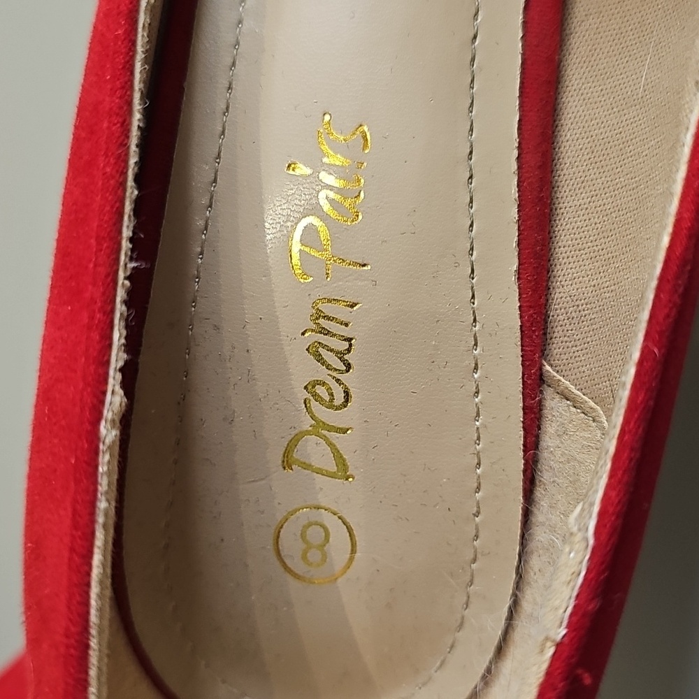 Dream Pairs Red Suede Heels Size 8 - Picture 2 of 3